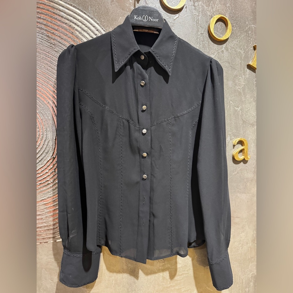 Source Unknown Black Button-Down Women's Sheet Sh… - image 1